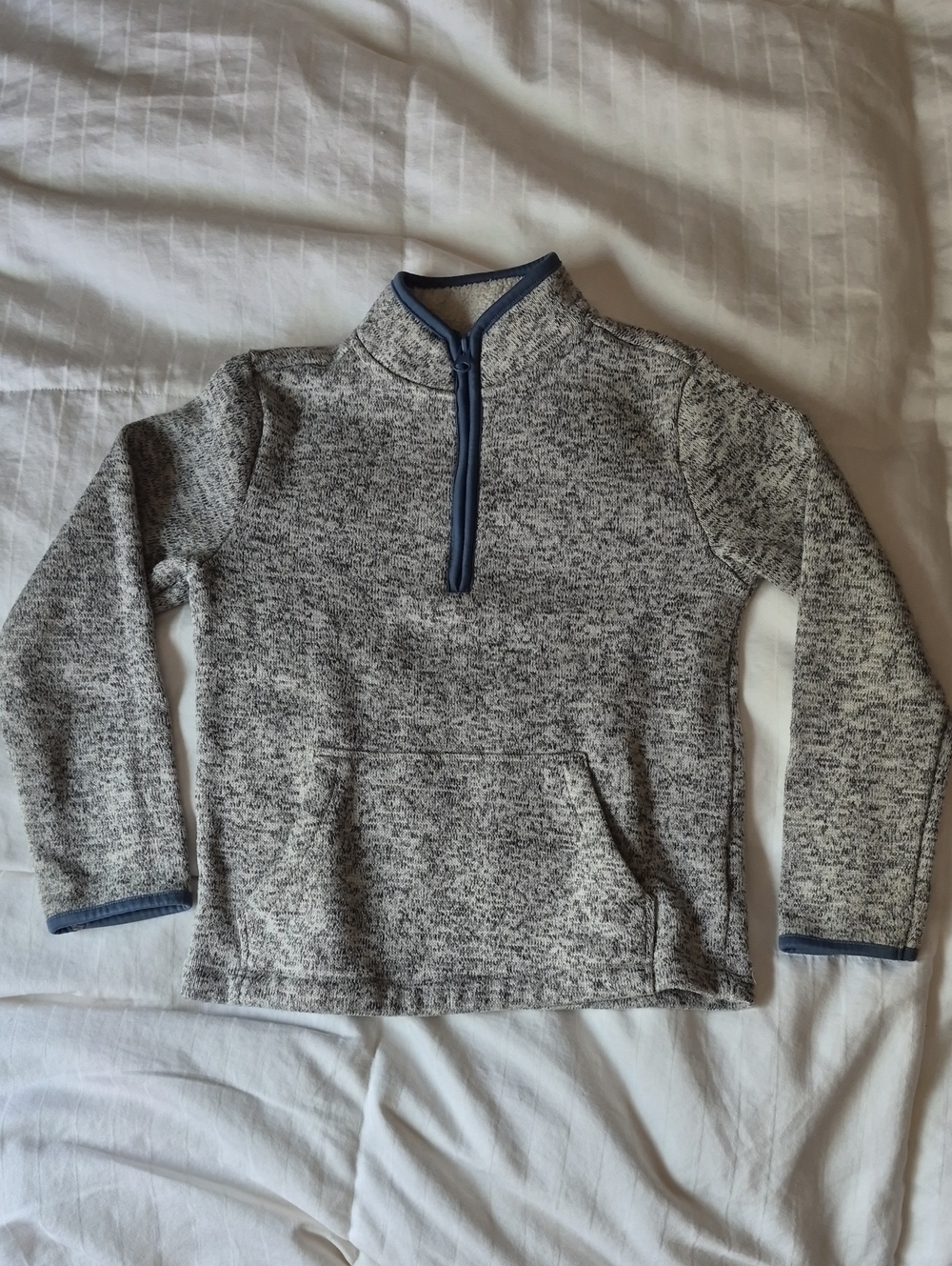 Joe Fresh Kids Heather Gray Quarter-Zip Pullover with Blue Trim